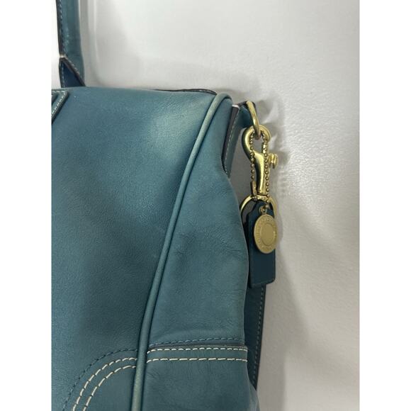 COACH BAG PURSE DOUBLE HANDLE DOUBLE ZIPPER SATCHEL TURQUOISE Satchel - Picture 3 of 14
